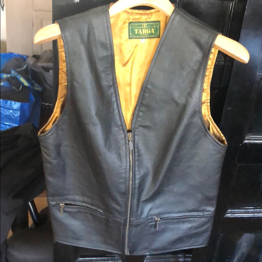Black leather vest